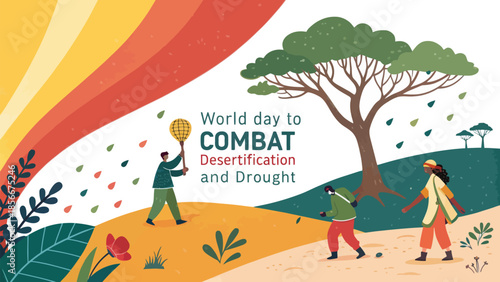 World Day to Combat Desertification and Drought Vector Graphic