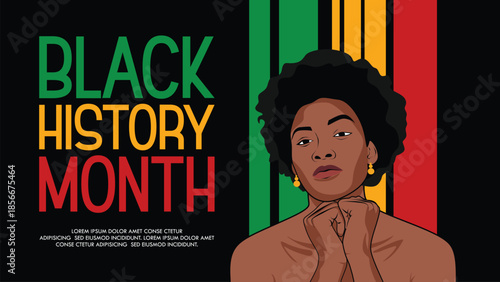 Black History Month Vector Illustration with African Woman or Black History Month Celebration Poster design 