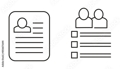 Resume and Profile Checklist Icons – CV, User Profile, Hiring and Recruitment Document Symbols
