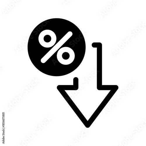 Percentage Down Icon Vector Symbol Design Illustration