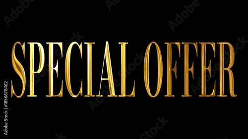 Golden special Offer Text on Black Background with Shimmering Effect