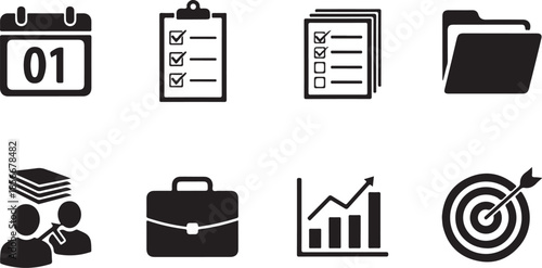 Business Planning and Organization Icons for Productivity and Success