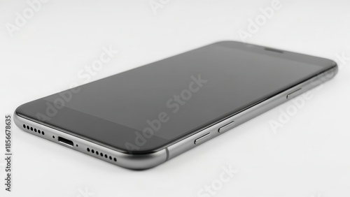 Modern black smartphone isolated on white background for mockup, advertising, and technology design