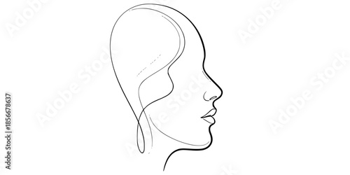 Modern Literary Fiction Line Art Face Silhouette