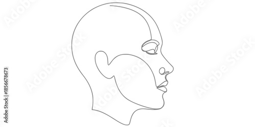 Modern Literary Fiction Line Art Face Silhouette