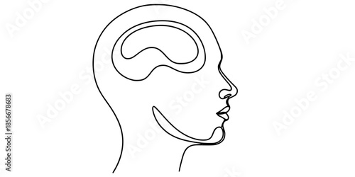 Modern Literary Fiction Line Art Face Silhouette