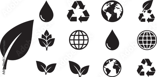 Eco Friendly Symbols and Icons for Sustainable Living Concepts