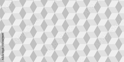 Abstract white and gray style minimal blank cubic. Geometric pattern illustration mosaic, square and triangle wallpaper. Seamless cube technology business concept.