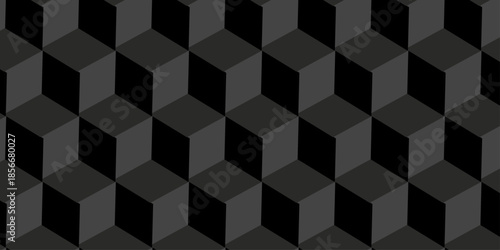 Cubic wall texture pattern. seamless cube grid hexagon technology background. Geometric pattern illustration mosaic, square and triangle wallpaper.
