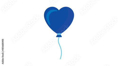 A coloured drawing of a heart-shaped blue balloon, vector, color drawing, or illustration.