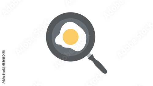 Fried egg pan breakfast emoji symbol sign icon vector illustration isolated flat food. 