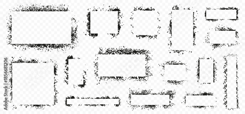 Distressed rectangular frames with rough worn edges. Irregular texture gives vintage and grunge appearance