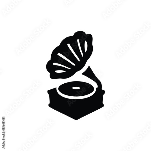Vintage black gramophone icon illustration