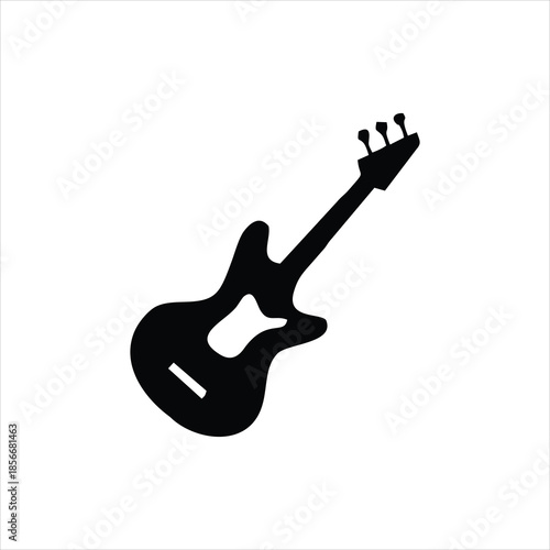 Black electric guitar icon illustration