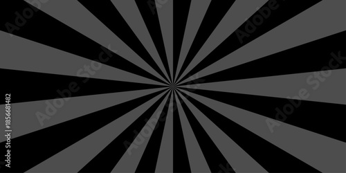 Abstract black and gray background with rays retro starburst abstract. Sunburst background vector illustration pattern beam rays. Spiral radial striped backdrop design.