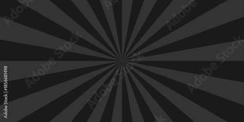 Abstract black and gray background with rays retro starburst abstract. Sunburst background vector illustration pattern beam rays. Spiral radial striped backdrop design.