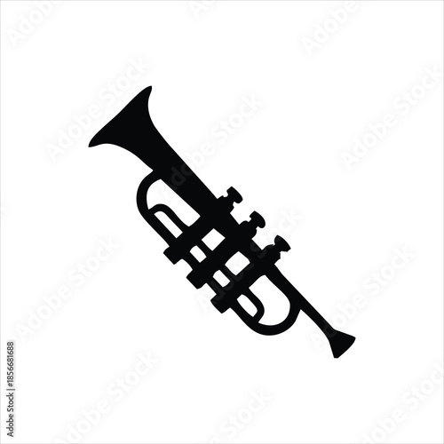Simple black trumpet icon illustration.