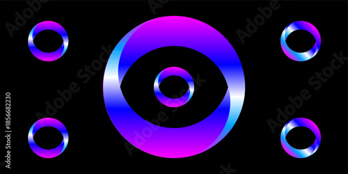 abstract beautiful neon light circle frame background illustration.