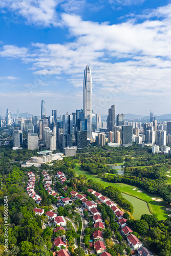 Aerial view of Skyline in Shenzhen city in China
