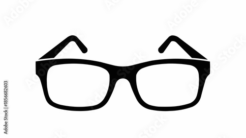 Black framed eyeglasses isolated on white background.
