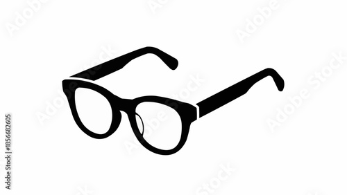 Black framed eyeglasses with clear lenses isolated on white background.
