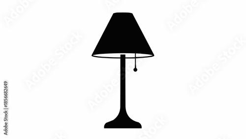 Black silhouette of a classic table lamp on a white background.