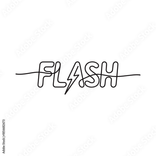 Hand drawn style illustration of the word flash with a lightning bolt