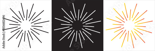 Fireworks Icon Set Minimal Burst Design Collection of  showing abstract burst shapes, suitable for celebration, holiday, and festive graphic design projects.EPS10/AI.