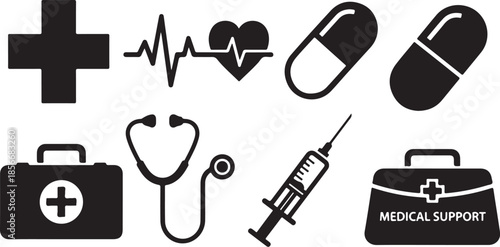 Medical icons for health and wellness support