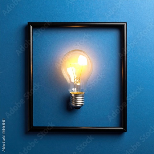 A glowing lightbulb framed against a deep blue background
