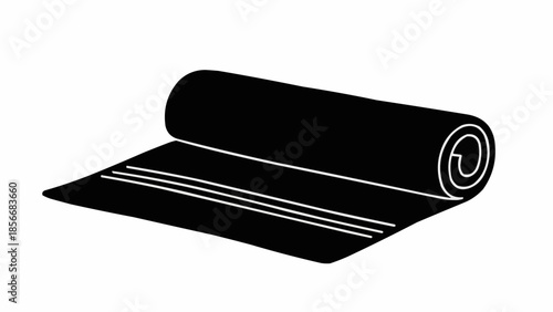 Black Yoga Mat Silhouette for Fitness and Exercise.