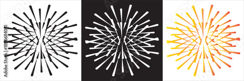 Fireworks Icon Set Minimal Burst Design Collection of  showing abstract burst shapes, suitable for celebration, holiday, and festive graphic design projects.EPS10/AI.
