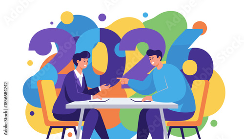 Business people discussing 2026 goals Financial planning strategy and future success concept