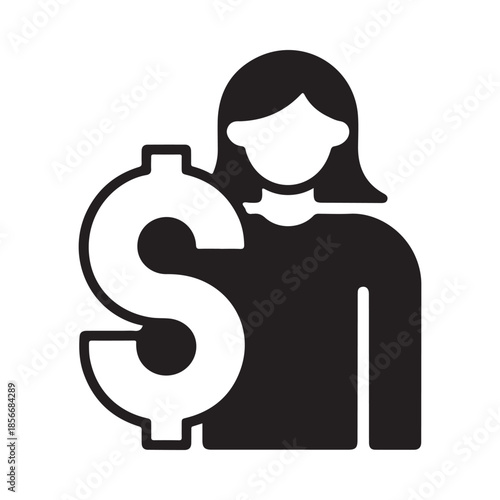Woman with a dollar sign representing finance wealth or monetary value