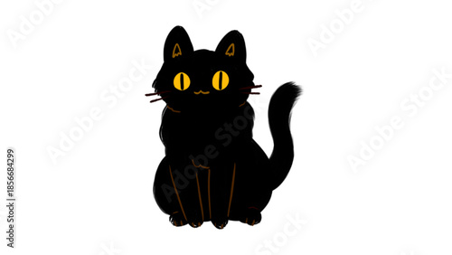 Cute Black Cat with Yellow Eyes for Halloween