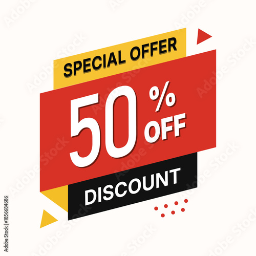Special Offer 50 Percent Off Discount Banner Graphic on Abstract Background
