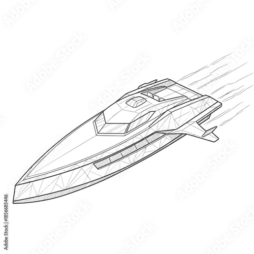 Sleek Speedboat Design Illustration for Marine Transportation.