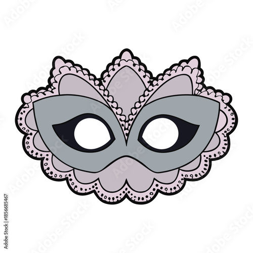 Elegant violet Venetian carnival mask adorned with gold filigree and delicate feathers, shimmering with mystery, romance, and timeless masquerade charm, allure elegance.
