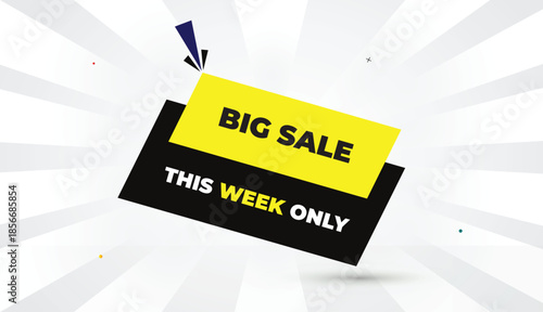 big sale this week only editable eps format web banner vector art illustration template design yellow black shapes bold font white gray gradient abstract illustration sun shine modern business backgro