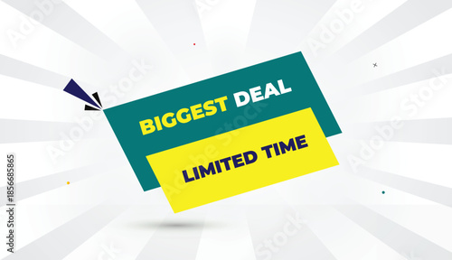 biggest deal limited time editable eps format web banner vector art illustration template design light green yellow bold deep blue font white gray gradient abstract illustration sunshine business back
