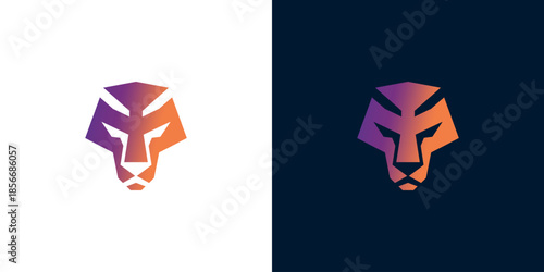 Geometric Lion Head Logo - Modern and Abstract Animal Symbol