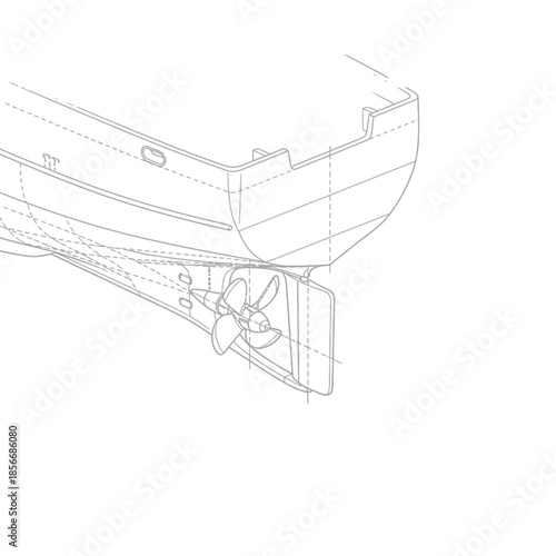 Detailed Blueprint of a Ships Stern and Propeller System.