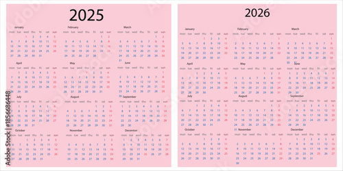  Calender templates. Week starts Sunday. Desk planner layout. Yearly organizer in English. Set of grids with 12 month. Vector illustration. Square simple design