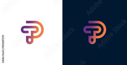 Modern abstract letter P logo design with a sleek gradient color transition, embodying innovation and professional branding for various businesses and digital platforms