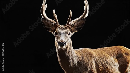 Deer on black background.