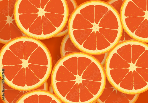 Sliced oranges pattern vector background. Design for pattern fills, web page, textures, wallpaper, fabric and textile.