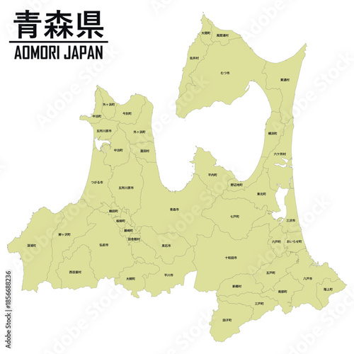 イラスト素材：日本地図　青森県ベクターイラストマップ