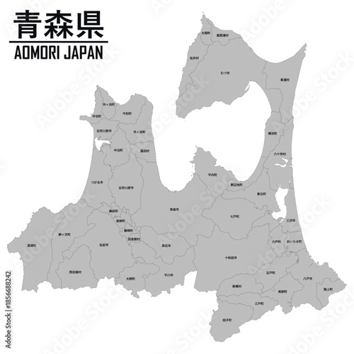 イラスト素材：日本地図　青森県ベクターイラストマップ