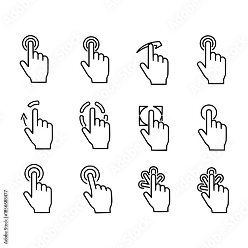 Hand Interaction Line Icon Pack Minimal Vector Illustration