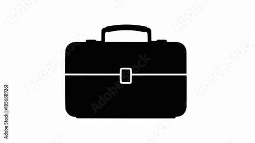Black briefcase icon for business and professional use.